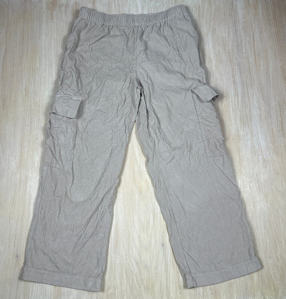 ASOS Design Cargo Corduroy Pull On Wide Leg Stretch Casual Trouser Pants 14
